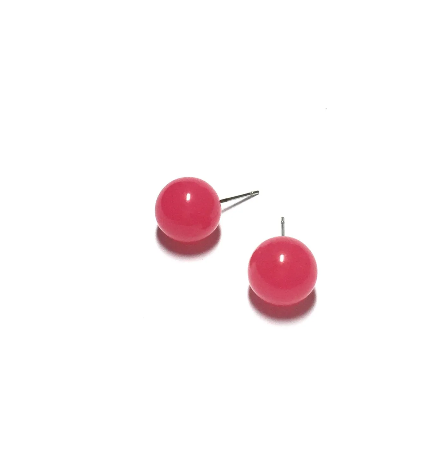 Hot Pink Marbled Ball Stud Earrings