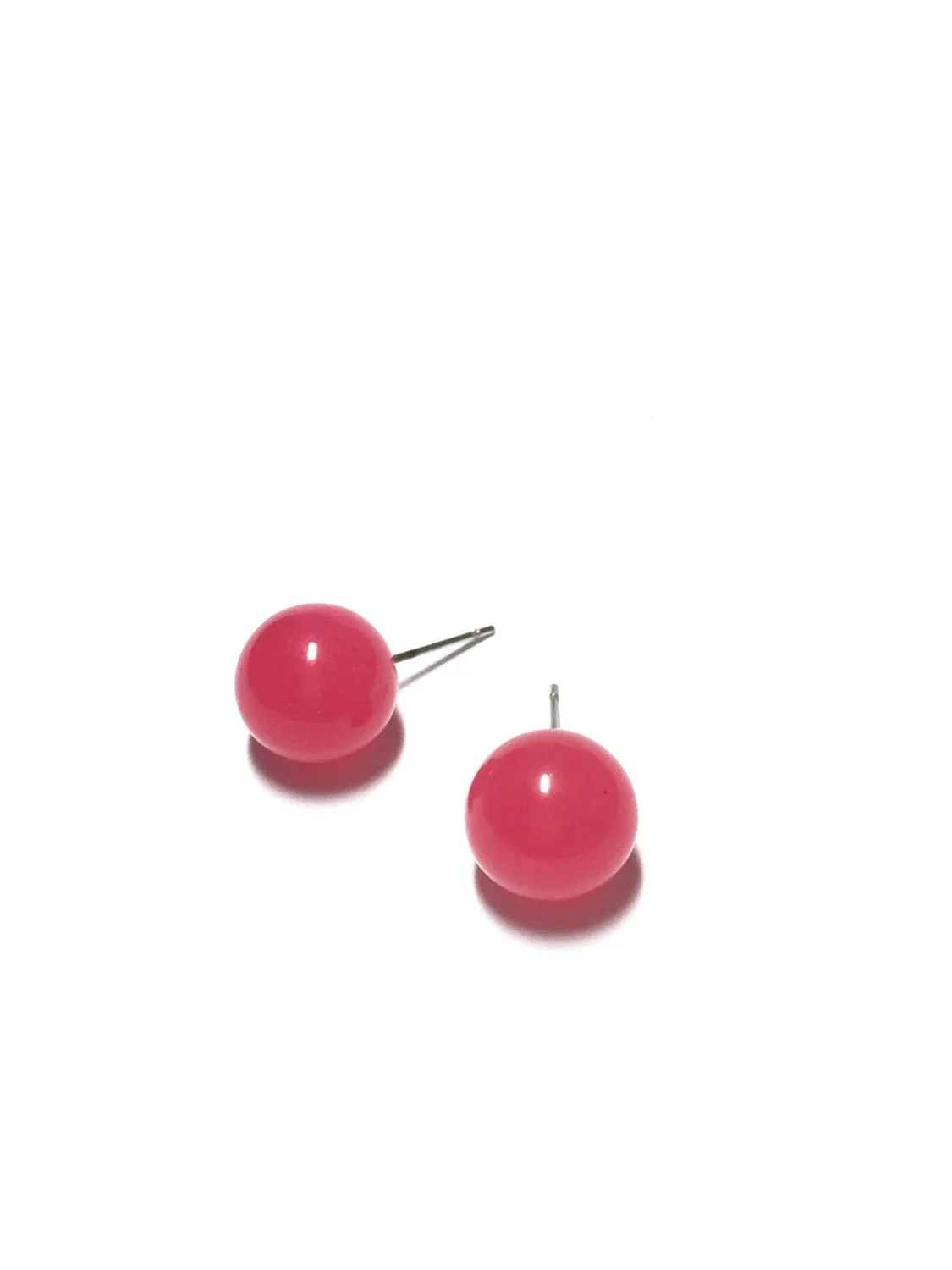 Hot Pink Marbled Ball Stud Earrings