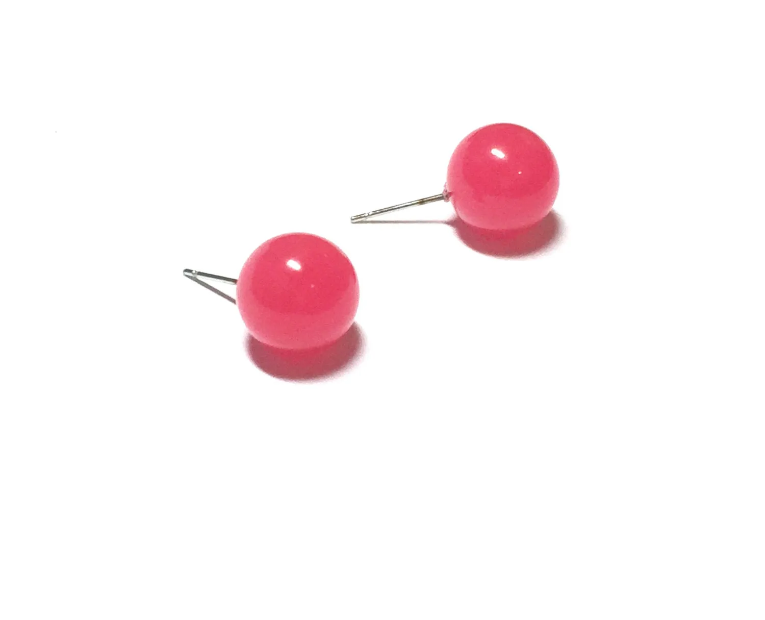 Hot Pink Marbled Ball Stud Earrings