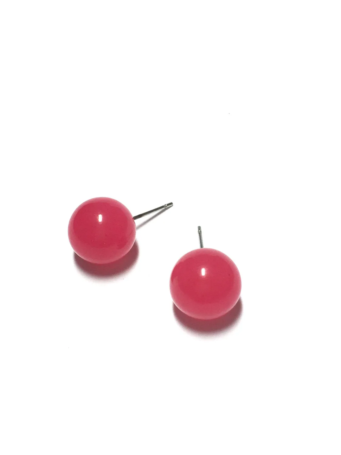 Hot Pink Marbled Ball Stud Earrings