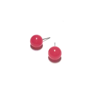 Hot Pink Marbled Ball Stud Earrings