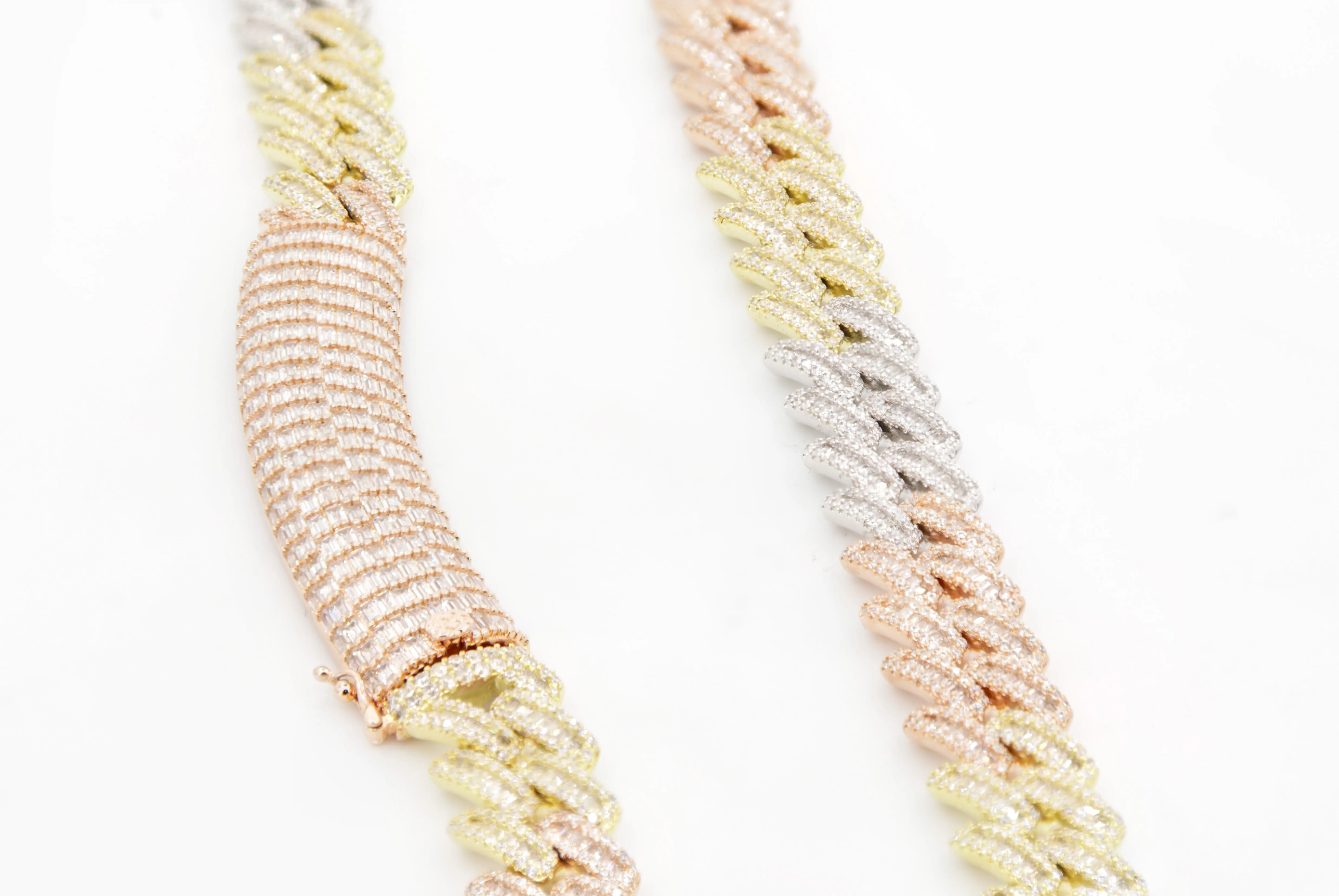 Iced Out  Diamond Cuban Necklace | Trio Color Chain