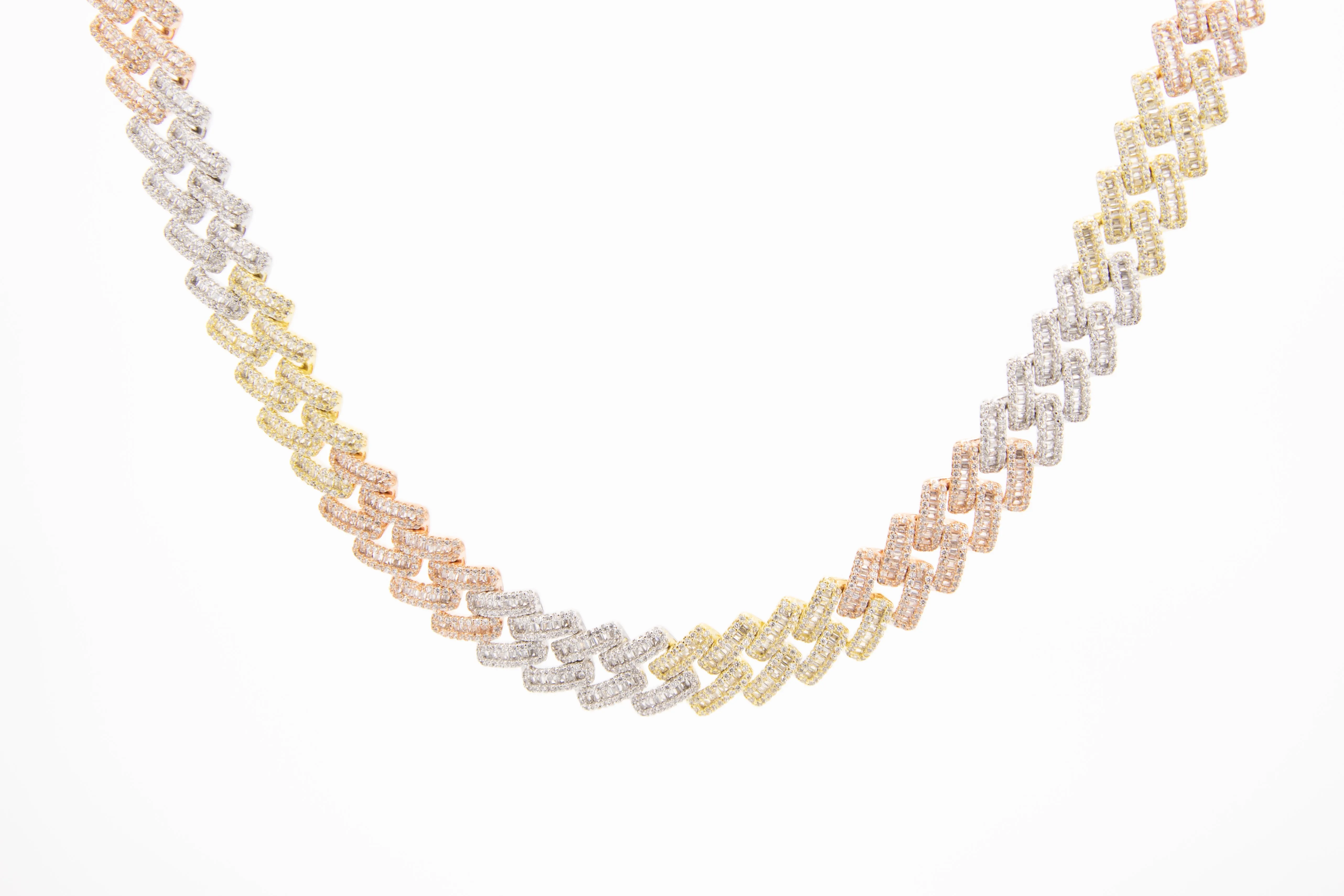 Iced Out  Diamond Cuban Necklace | Trio Color Chain
