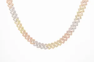 Iced Out  Diamond Cuban Necklace | Trio Color Chain