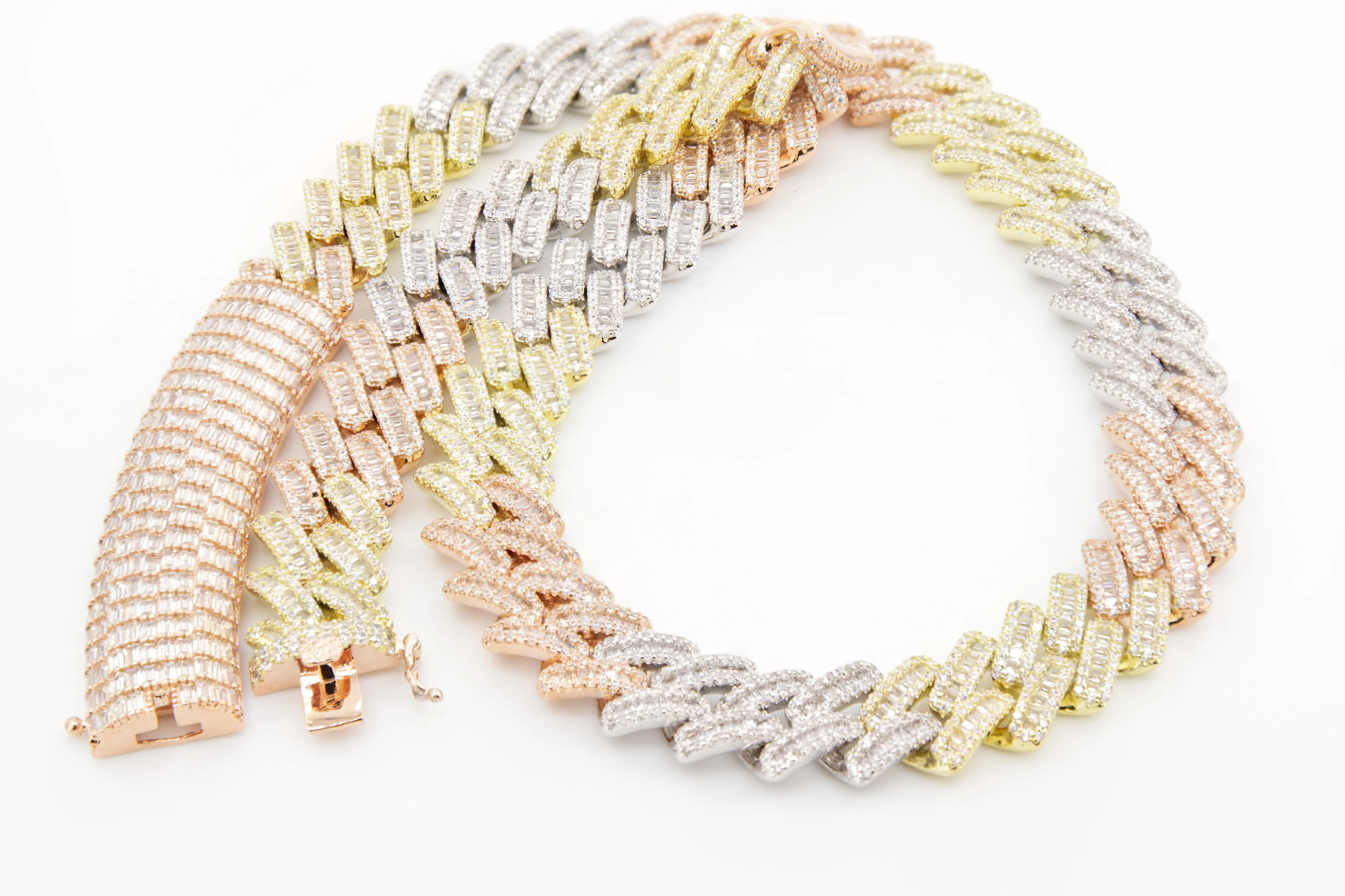 Iced Out  Diamond Cuban Necklace | Trio Color Chain