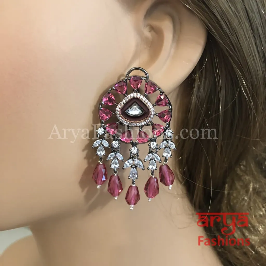 Isha Victorian Rose Gold Cubic Zirconia Stud Earrings