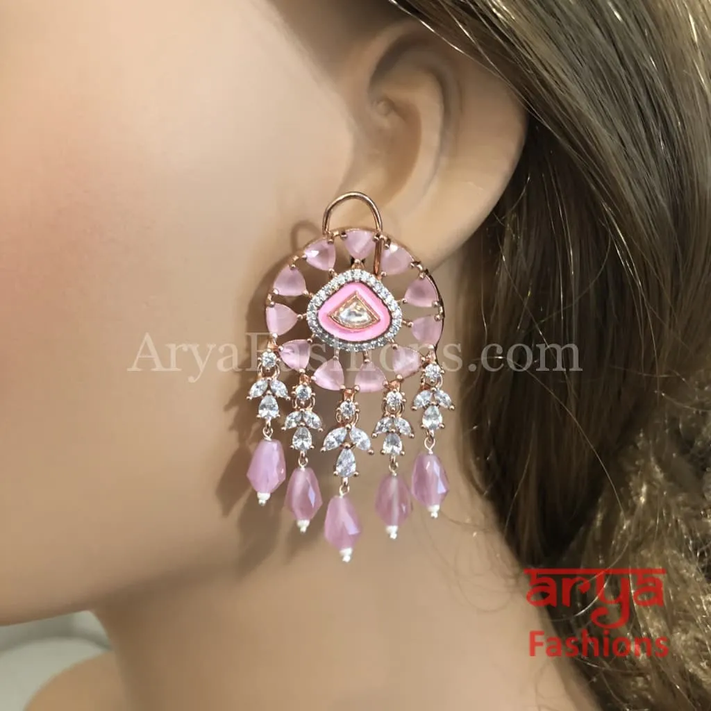 Isha Victorian Rose Gold Cubic Zirconia Stud Earrings