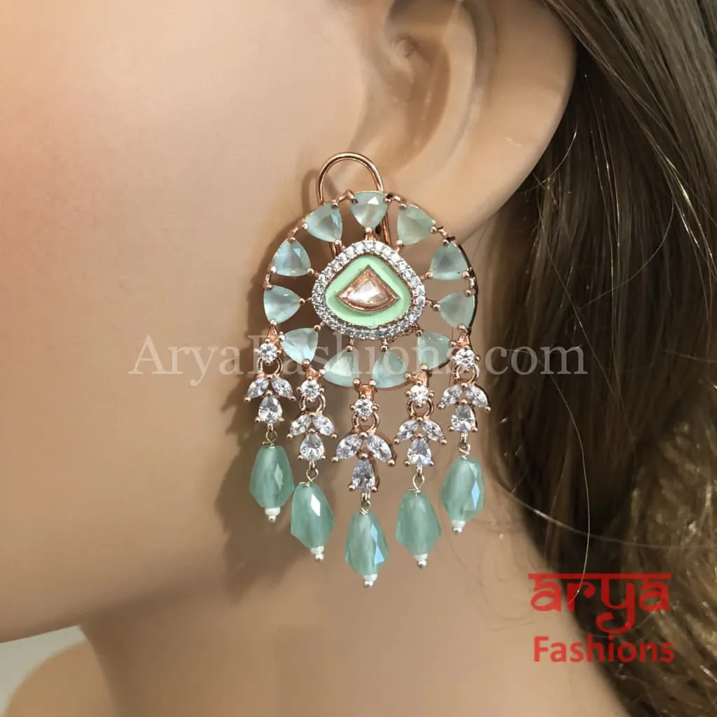 Isha Victorian Rose Gold Cubic Zirconia Stud Earrings