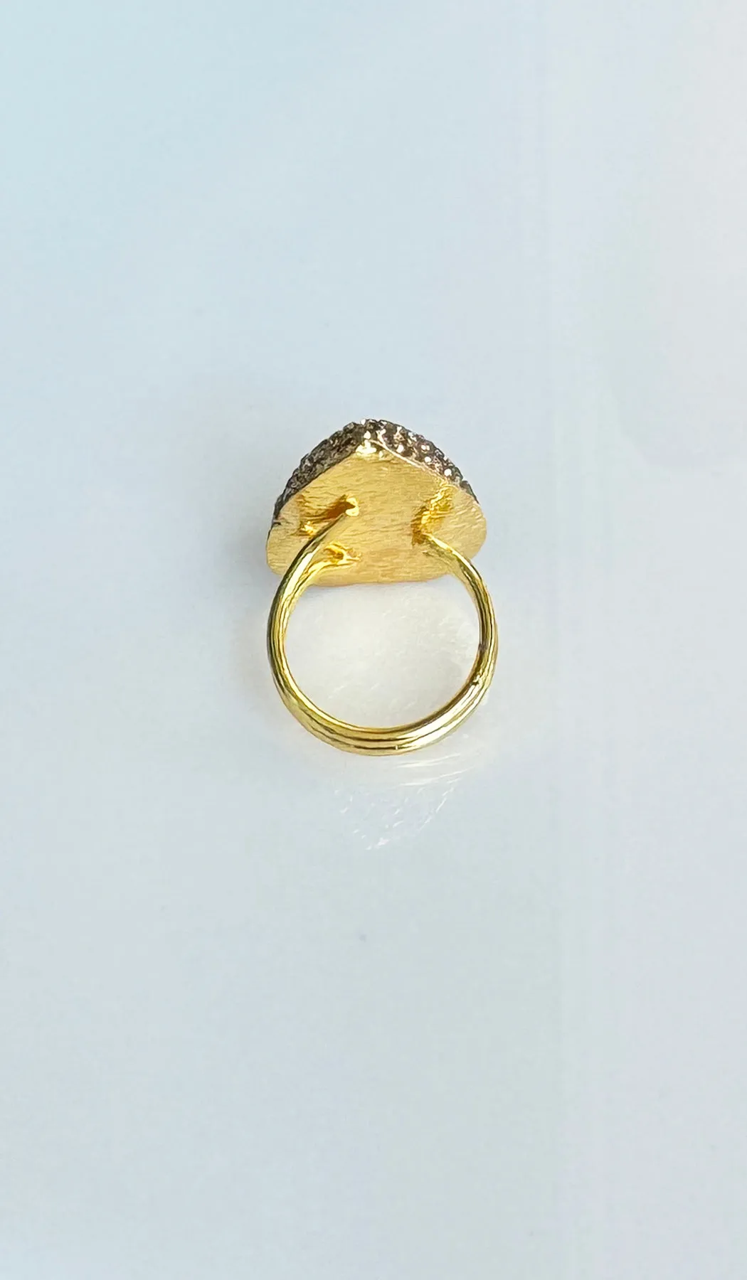 Jeweled Smoky and Champagne Crystal Teardrop Cocktail Ring