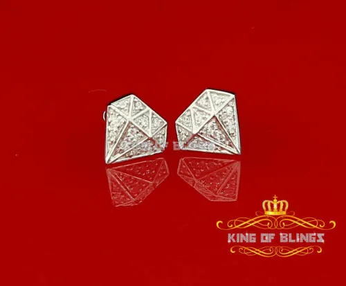 King of Bling's 0.24ct Cubic Zirconia 925 White Silver Women's & Men's Hip Hop Stud Earrings