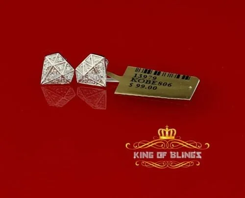 King of Bling's 0.24ct Cubic Zirconia 925 White Silver Women's & Men's Hip Hop Stud Earrings