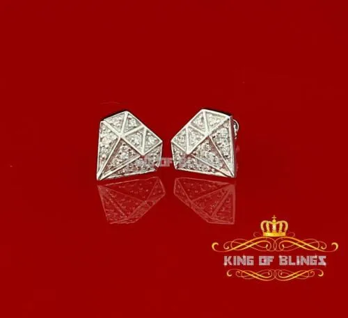 King of Bling's 0.24ct Cubic Zirconia 925 White Silver Women's & Men's Hip Hop Stud Earrings