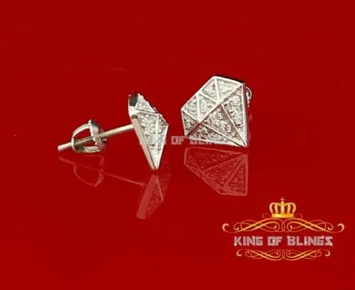 King of Bling's 0.24ct Cubic Zirconia 925 White Silver Women's & Men's Hip Hop Stud Earrings