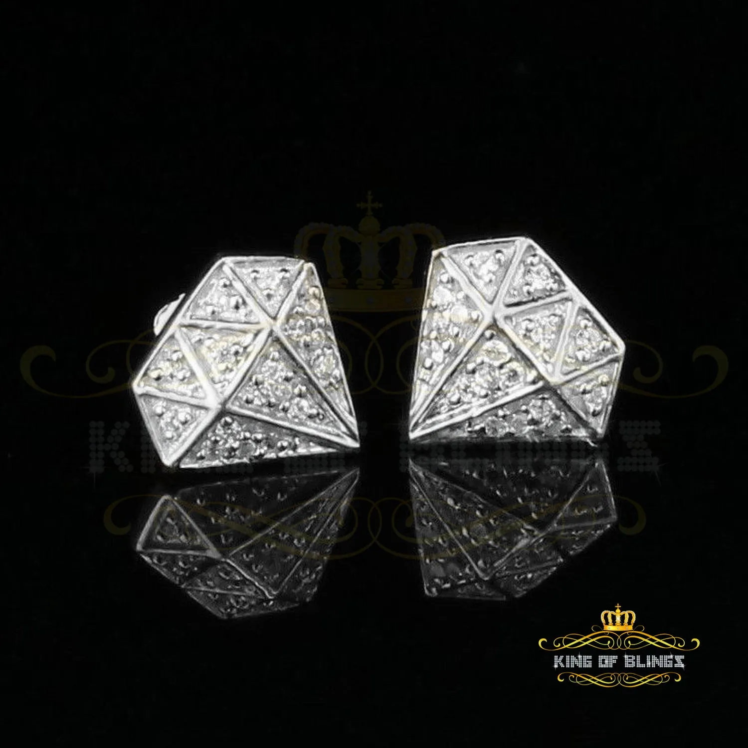 King of Bling's 0.24ct Cubic Zirconia 925 White Silver Women's & Men's Hip Hop Stud Earrings
