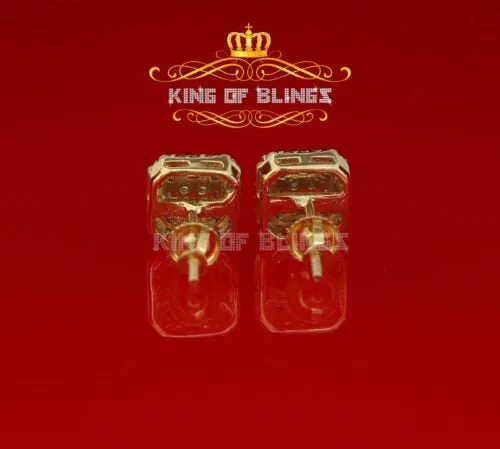 King of Bling's 0.98ct Cubic Zirconia 925 Yellow Silver Women's & Men's Hip Hop Square Earrings