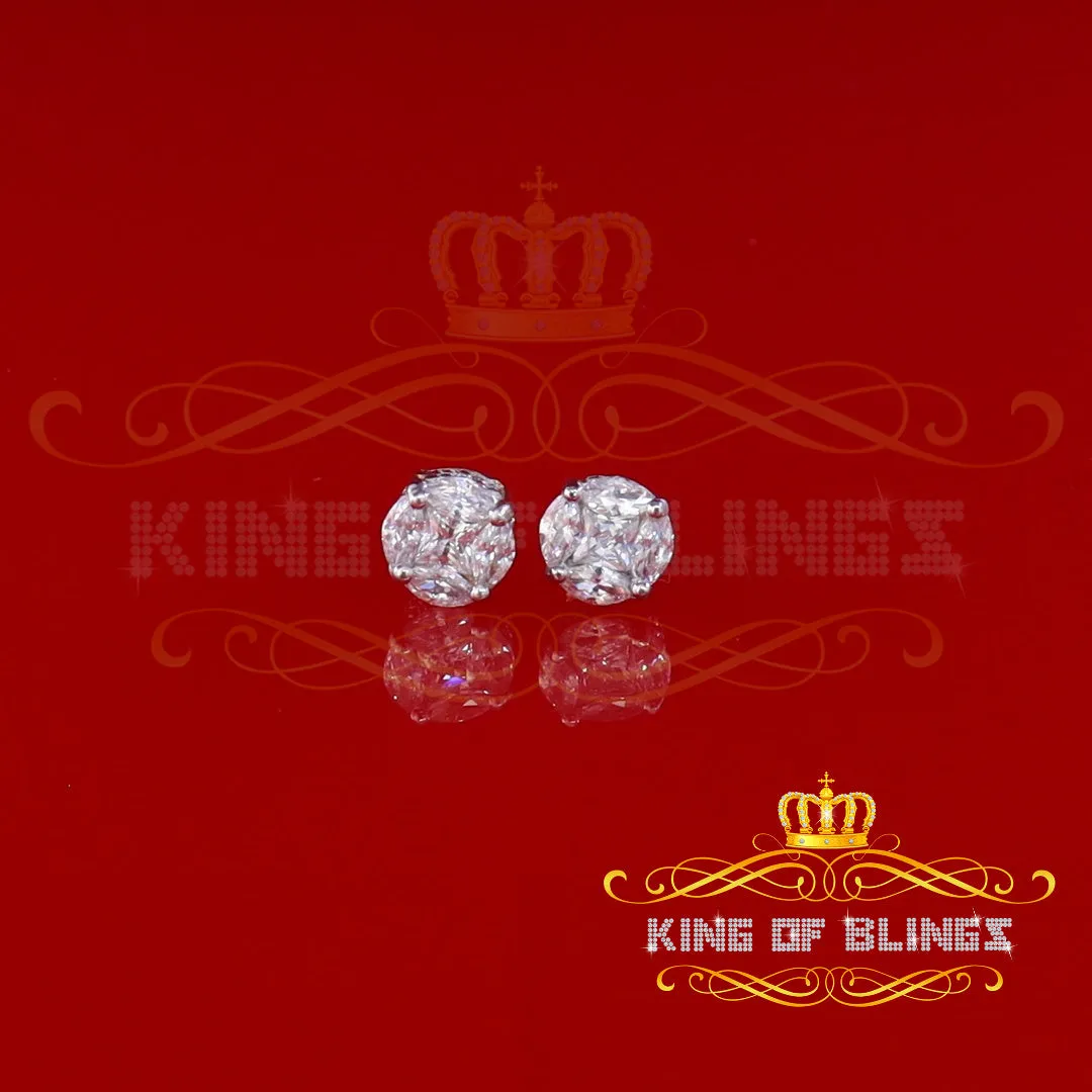 King of Bling's 1.74ct Sterling Yellow 925 Silver Cubic Zirconia Women's & Men's Round Earrings