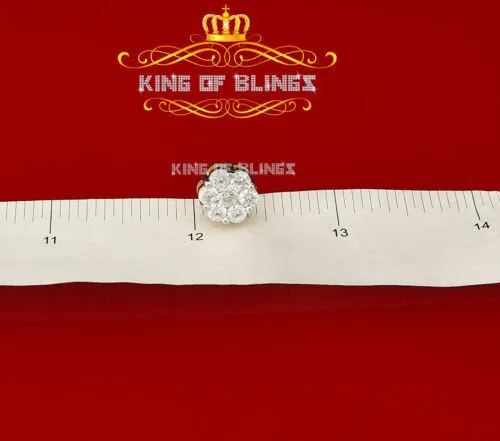 King of Bling's 925 Yellow Silver 0.96ct Cubic Zirconia Women's & Men's Hip Hop Floral Earrings