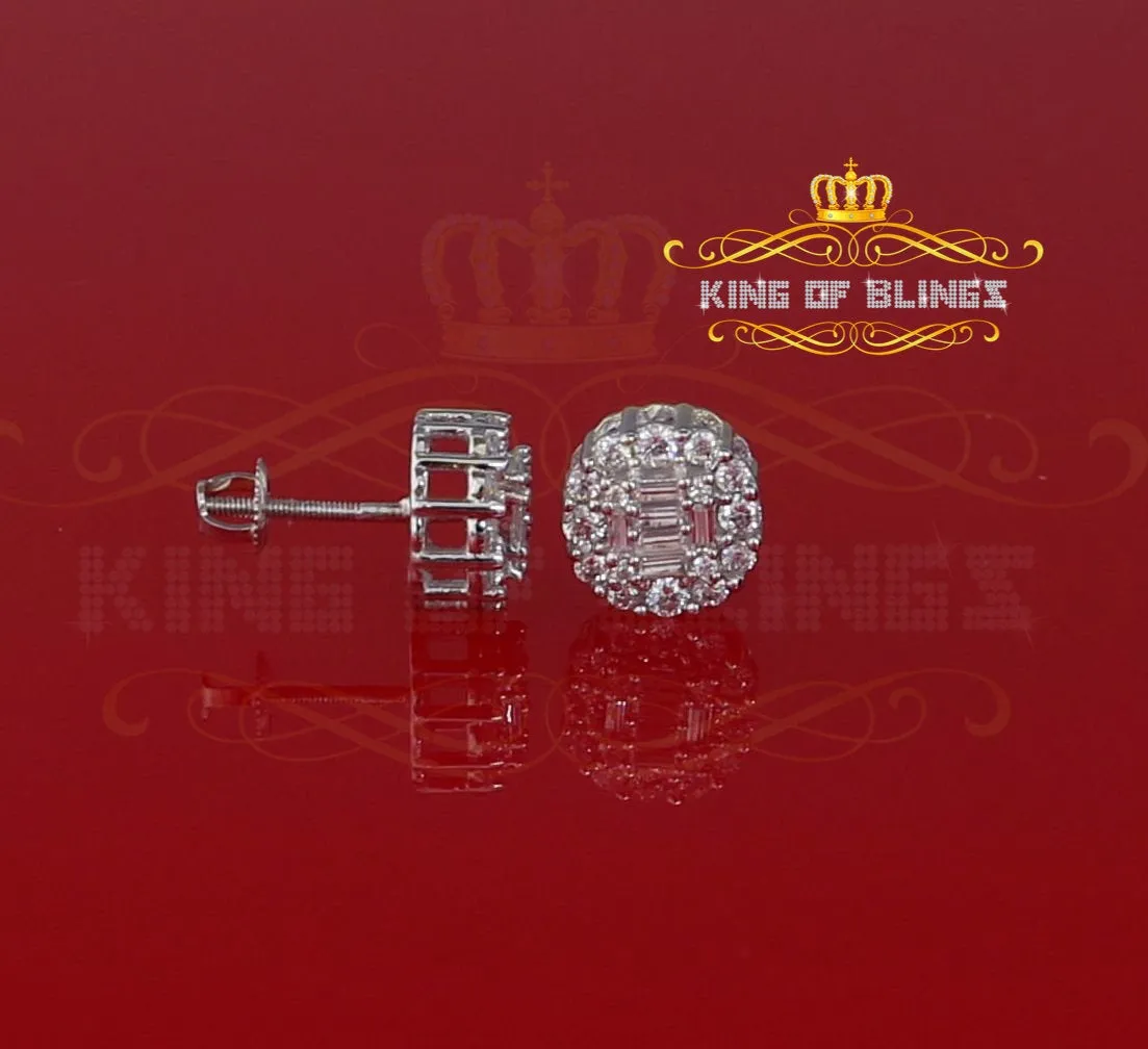King of Blings- Aretes Para Hombre 925 White Silver 1.98ct Cubic Zirconia Round Women's Earrings