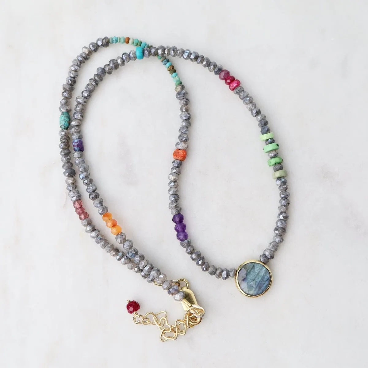 Labradorite Dot Necklace