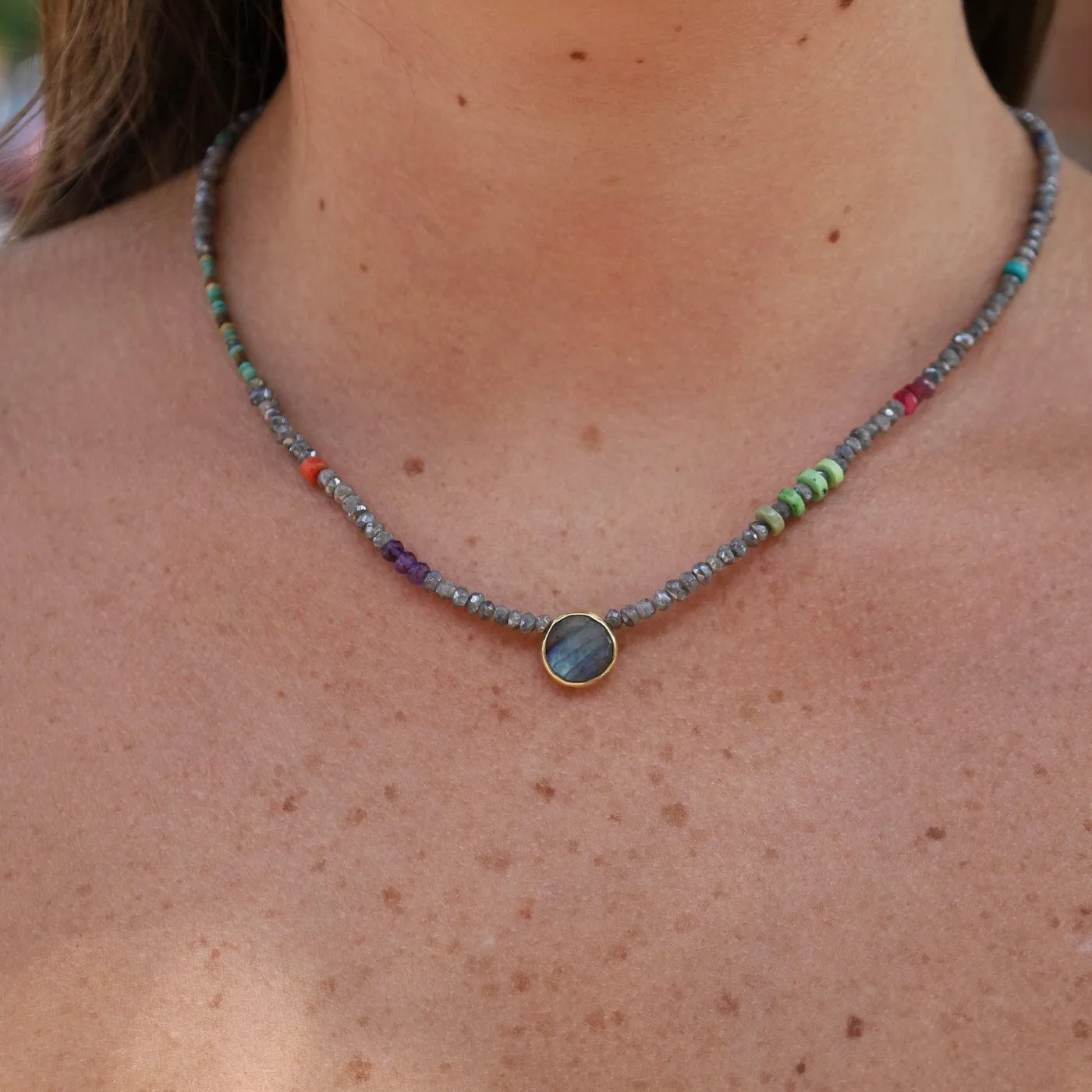 Labradorite Dot Necklace