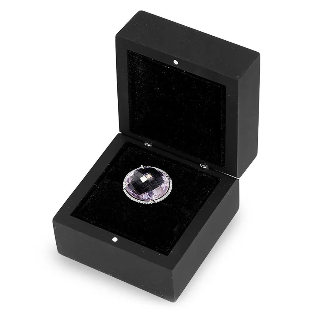 Large Amethyst Halo Ring with Diamonds 14K 18.28ctw