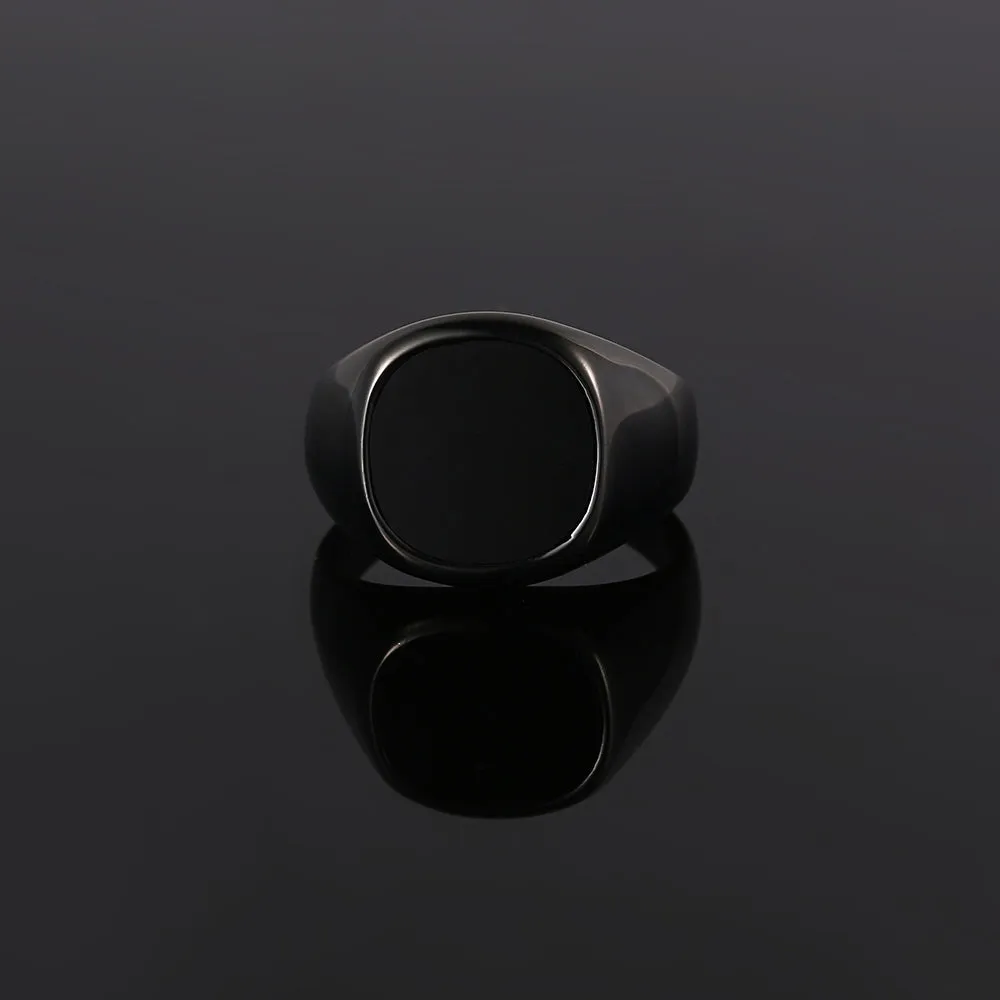 Large Onyx Signet Ring - Black