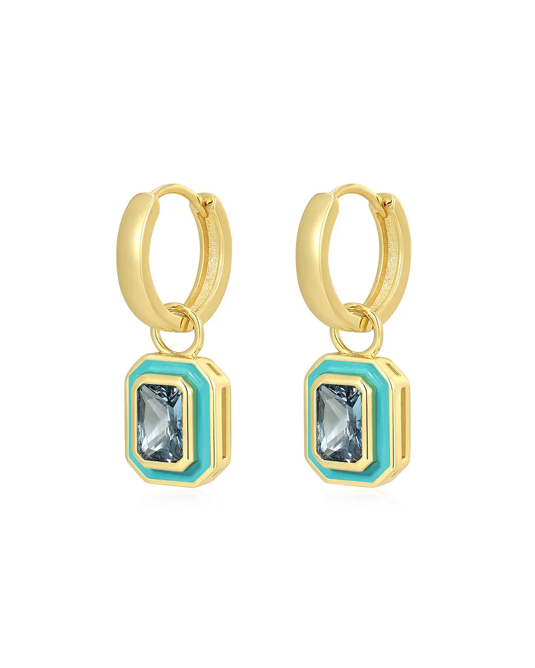 Luv AJ - Bezel Huggies - Turquoise - Gold