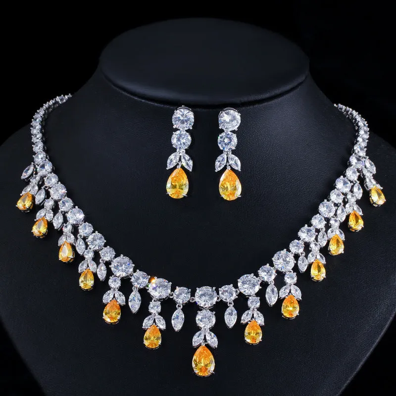 Luxury Water Drop Big Suit Super Flash Zircon Bridal Party Dress High-end Accessories