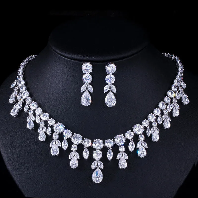 Luxury Water Drop Big Suit Super Flash Zircon Bridal Party Dress High-end Accessories