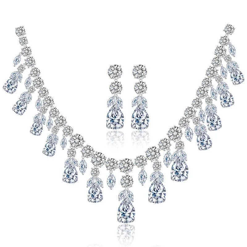 Luxury Water Drop Big Suit Super Flash Zircon Bridal Party Dress High-end Accessories