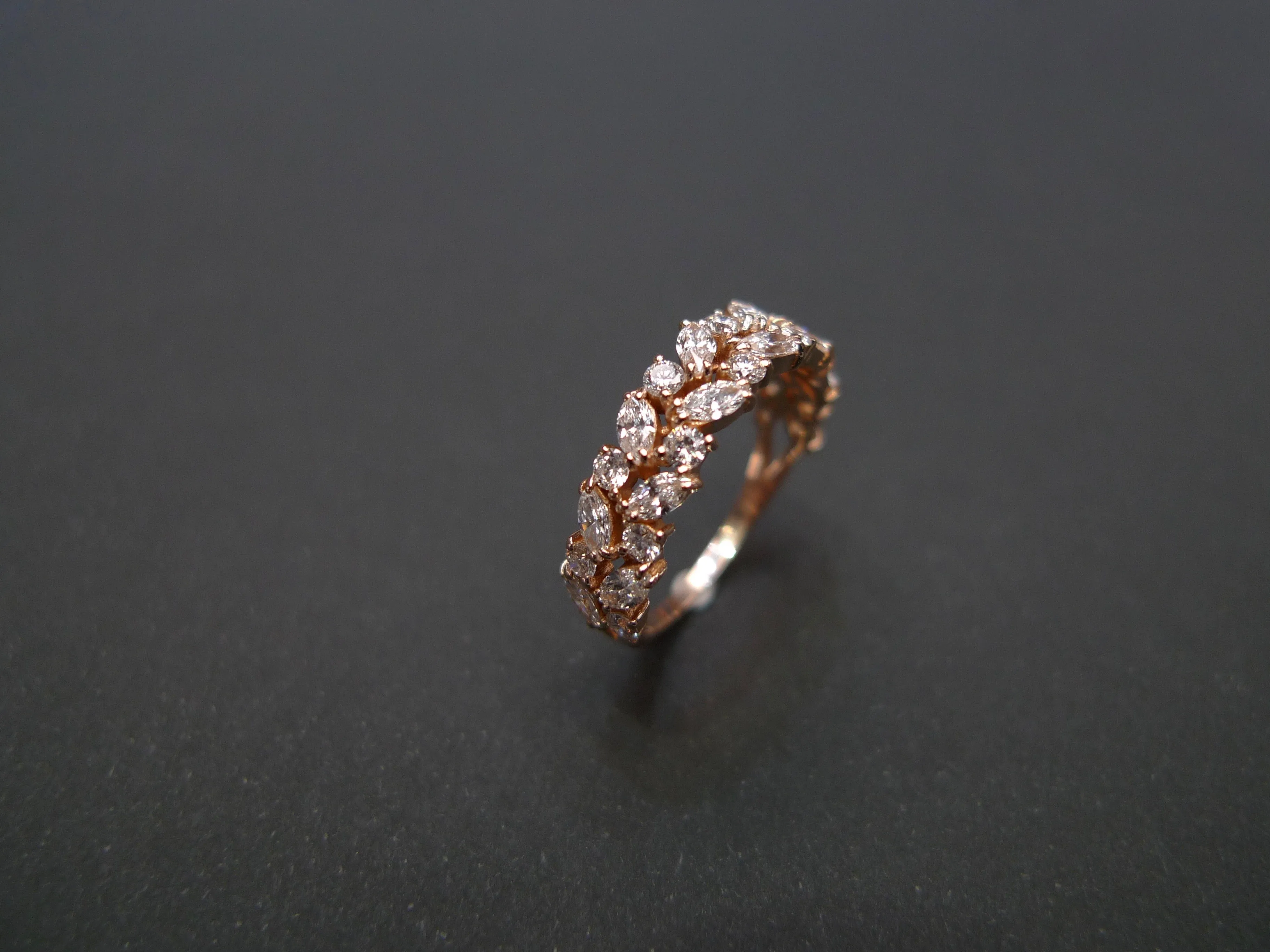 Marquise Cut Diamond Half Eternity Ring in Rose Gold
