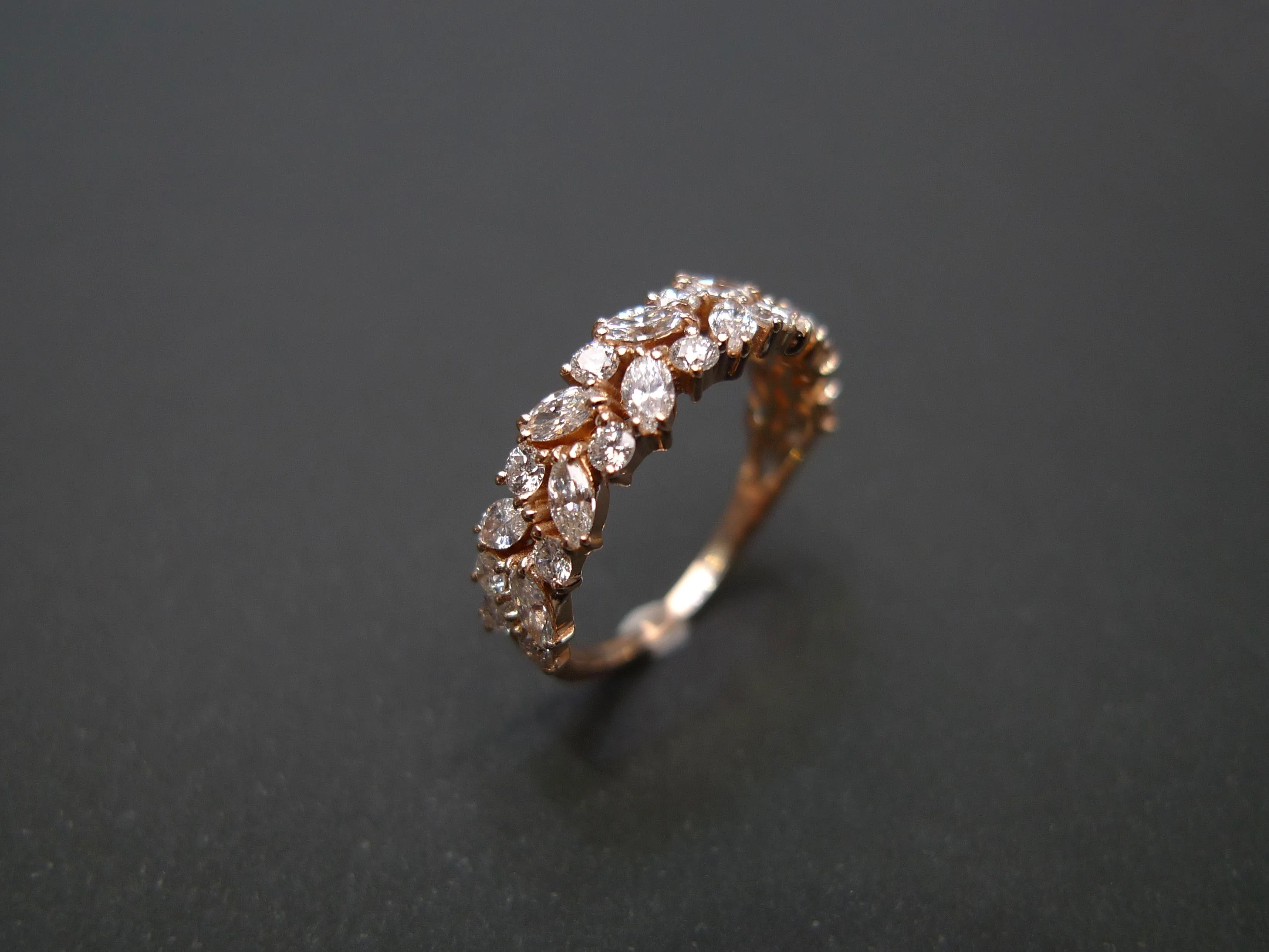 Marquise Cut Diamond Half Eternity Ring in Rose Gold