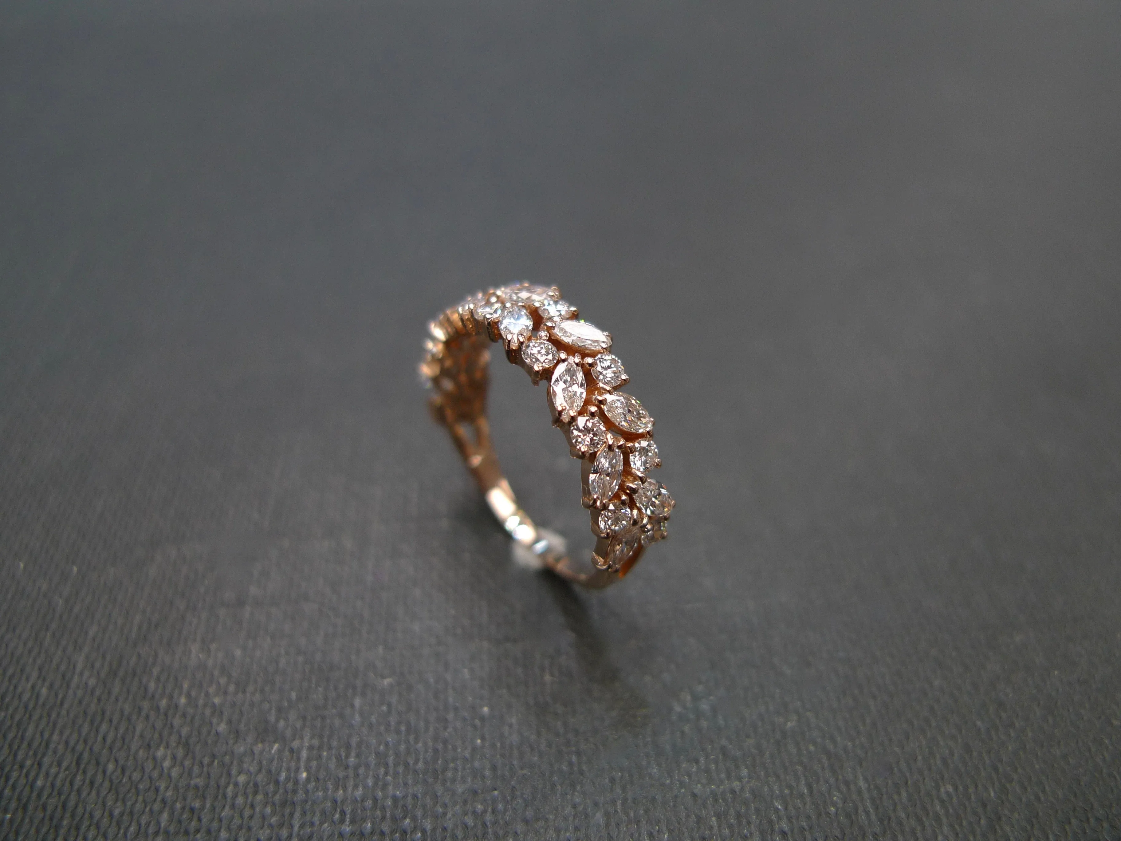 Marquise Cut Diamond Half Eternity Ring in Rose Gold