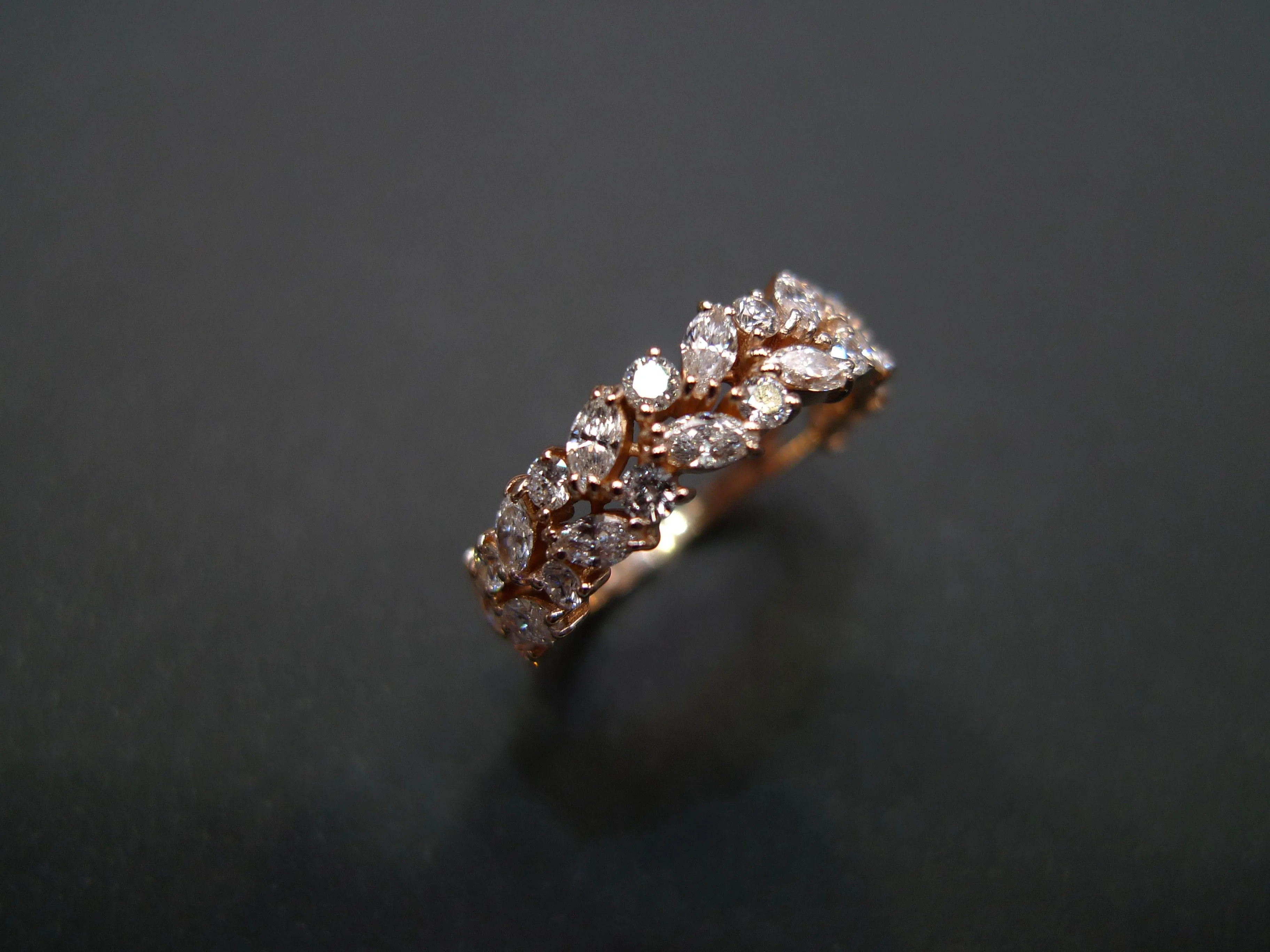 Marquise Cut Diamond Half Eternity Ring in Rose Gold