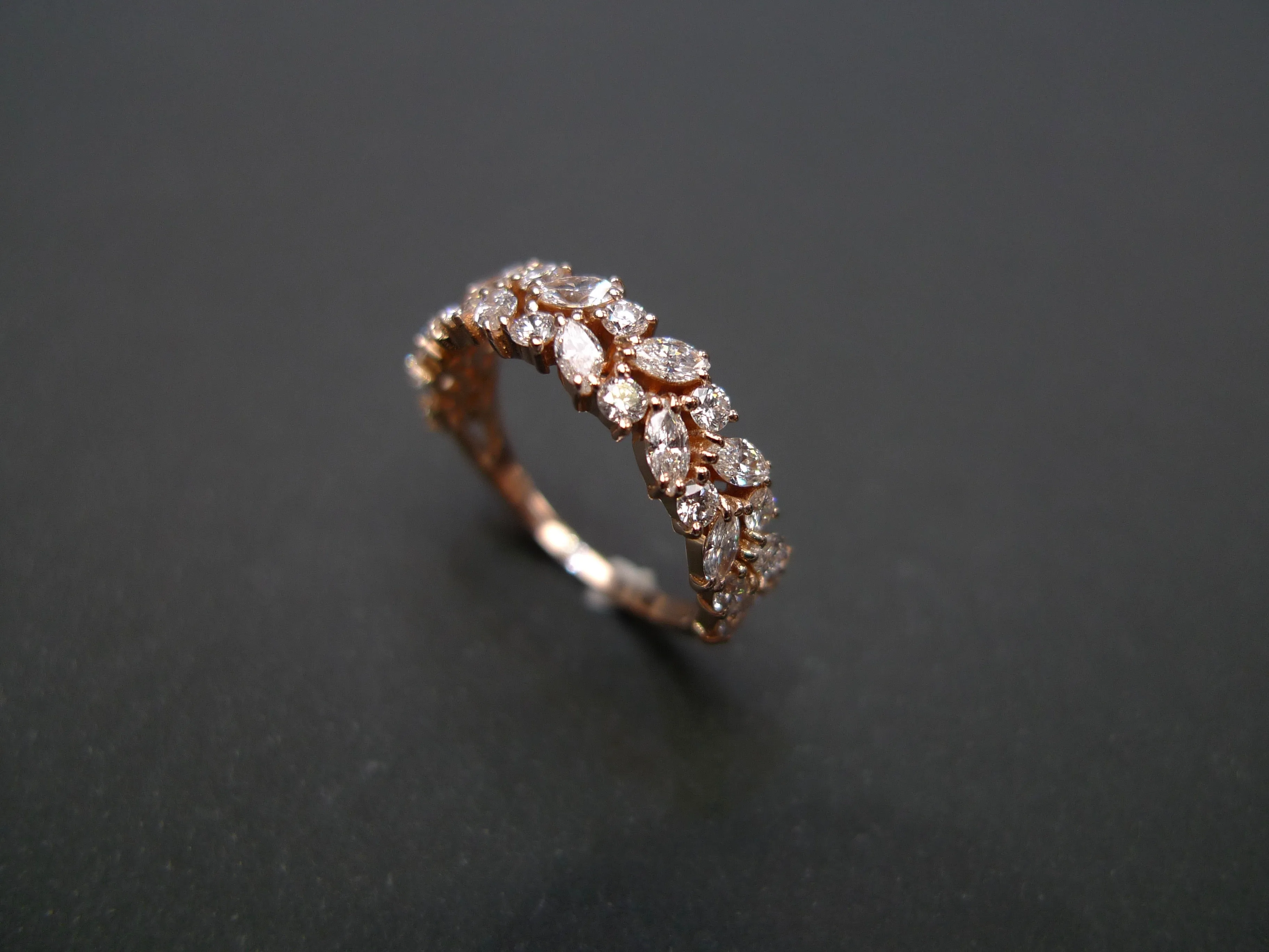 Marquise Cut Diamond Half Eternity Ring in Rose Gold