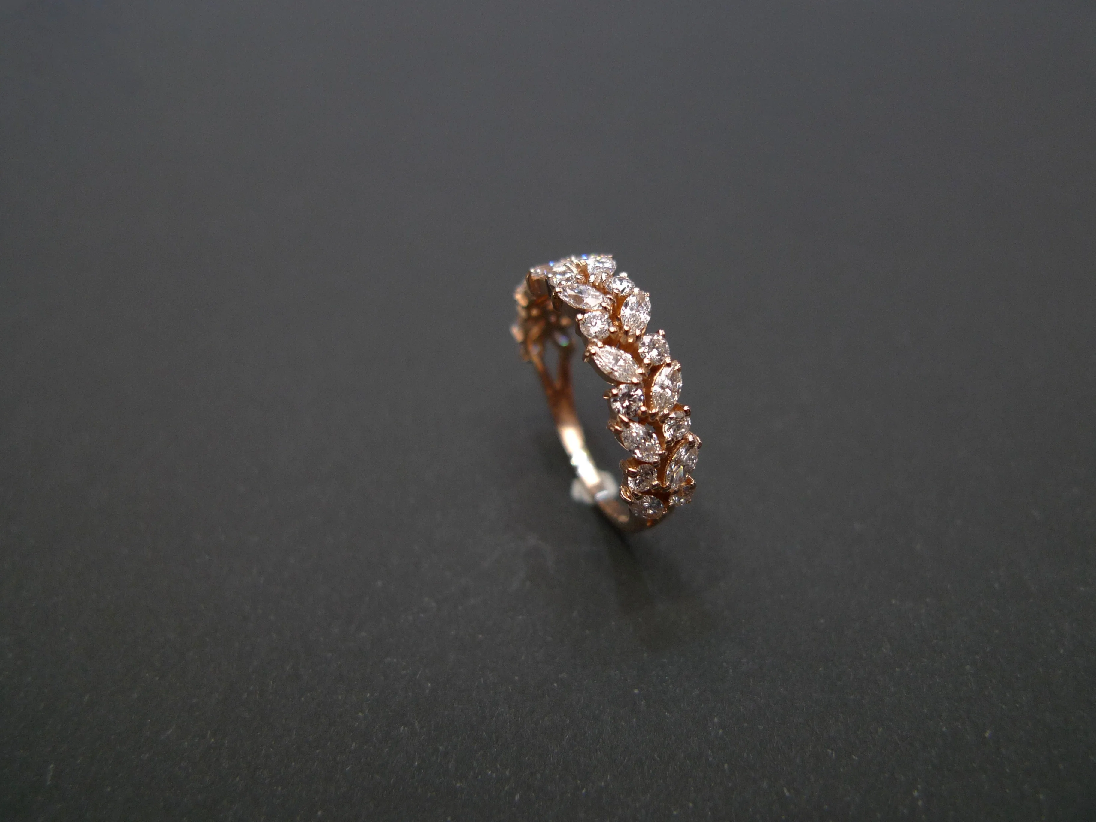 Marquise Cut Diamond Half Eternity Ring in Rose Gold