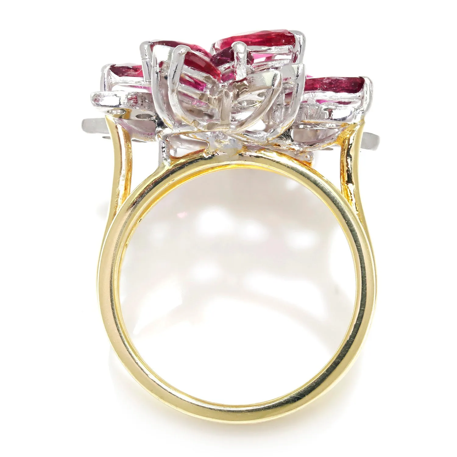 Marquise Ruby Cocktail Ring with Diamonds 18K Gold 2.76ctw
