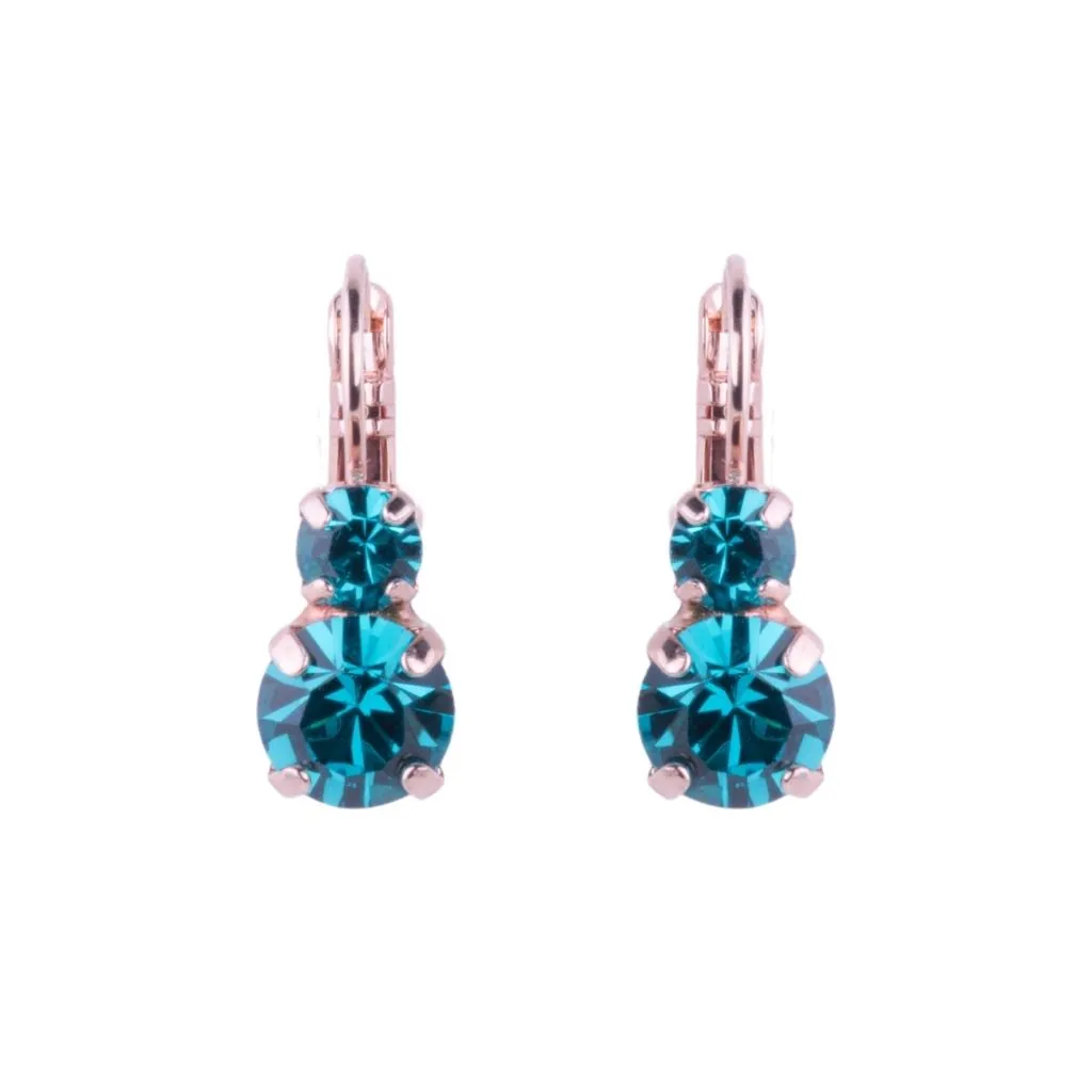Medium Double Stone Leverback Earrings "Blue Zircon" *Custom*