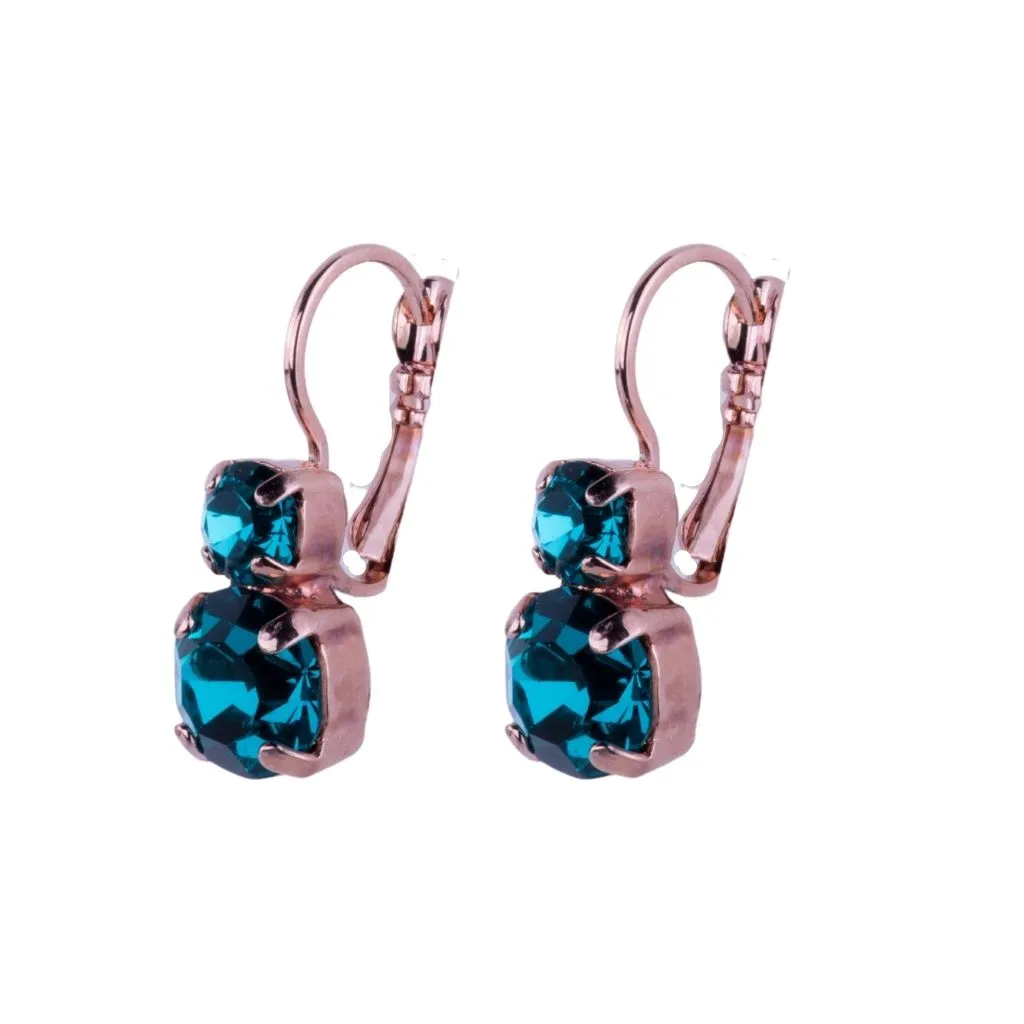 Medium Double Stone Leverback Earrings "Blue Zircon" *Custom*