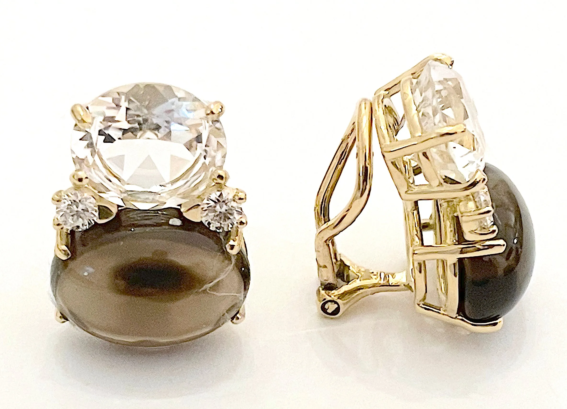 Medium GUM DROP™ Earrings with Pink Topaz and Blue Topaz and Diamonds