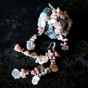 Mela multi strand pearl   pink Coral