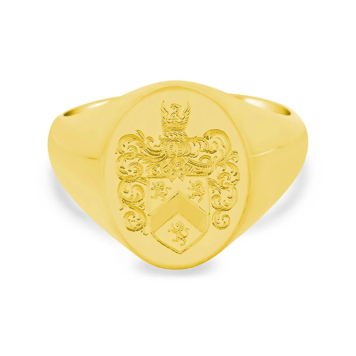 Men's Oval Signet Ring - Small - Hand Engraved Family Crest / Logo