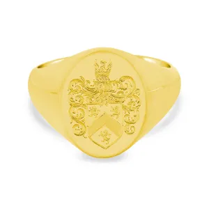Men's Oval Signet Ring - Small - Hand Engraved Family Crest / Logo