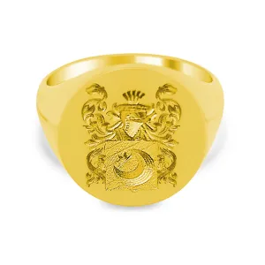Men's Round Signet Ring - Large - CAD Designed Family Crest / Logo