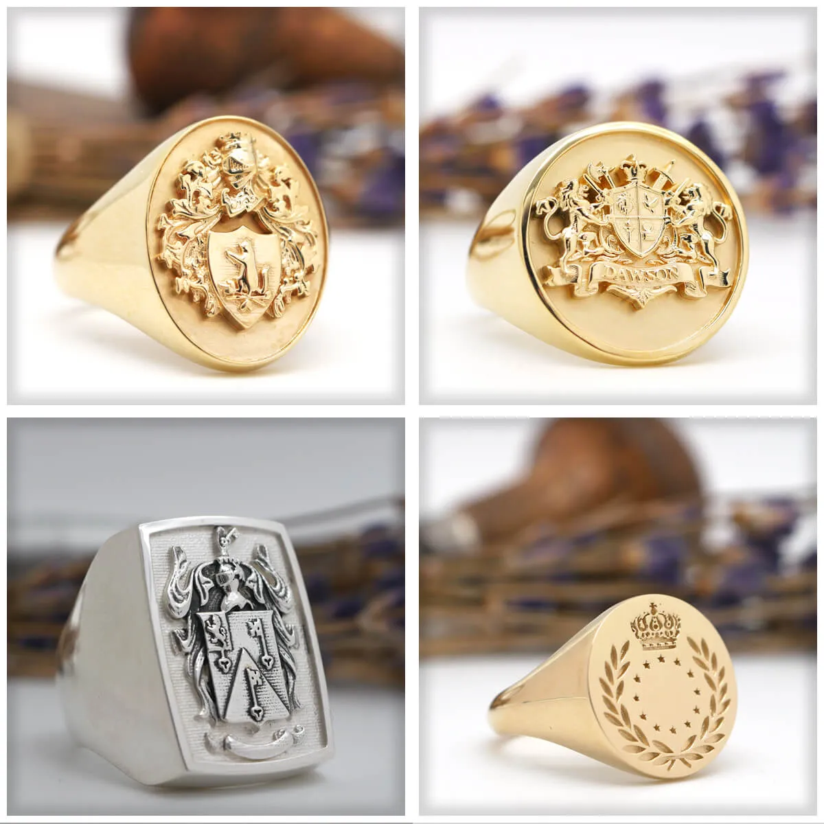 Men's Round Signet Ring - Large - CAD Designed Family Crest / Logo