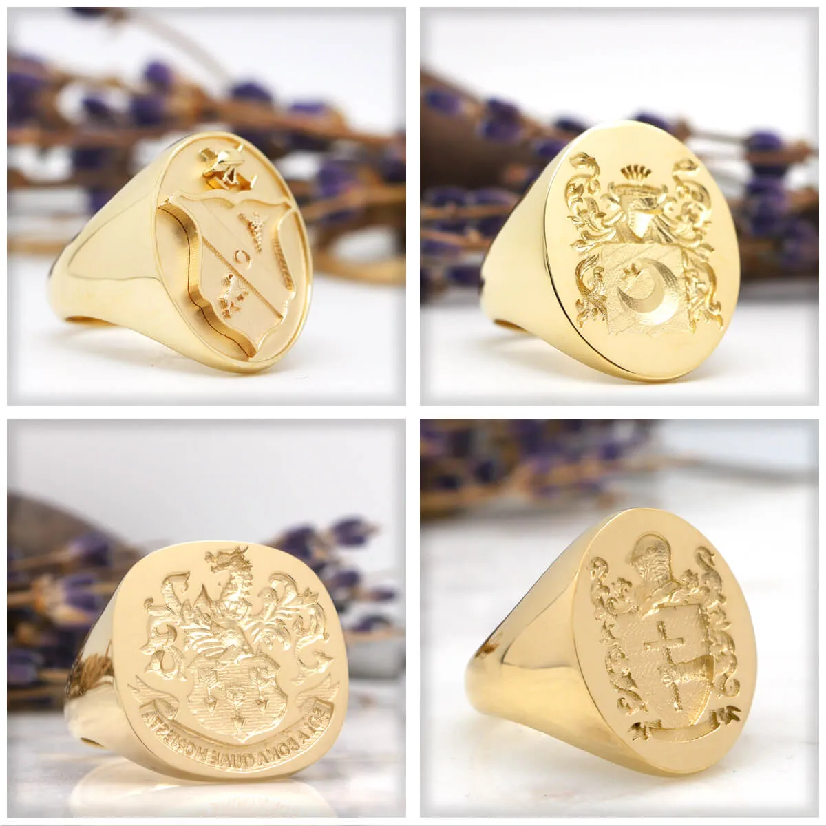 Men's Round Signet Ring - Large - CAD Designed Family Crest / Logo