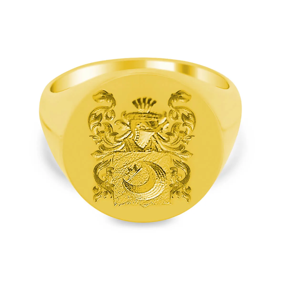Men's Round Signet Ring - Large - CAD Designed Family Crest / Logo