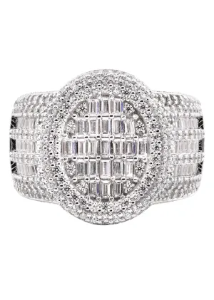Mens Silver CZ Baguette Ring | Appx 12.7 Grams