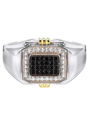 Mens Silver CZ Signet Ring | Appx 5.5 Grams