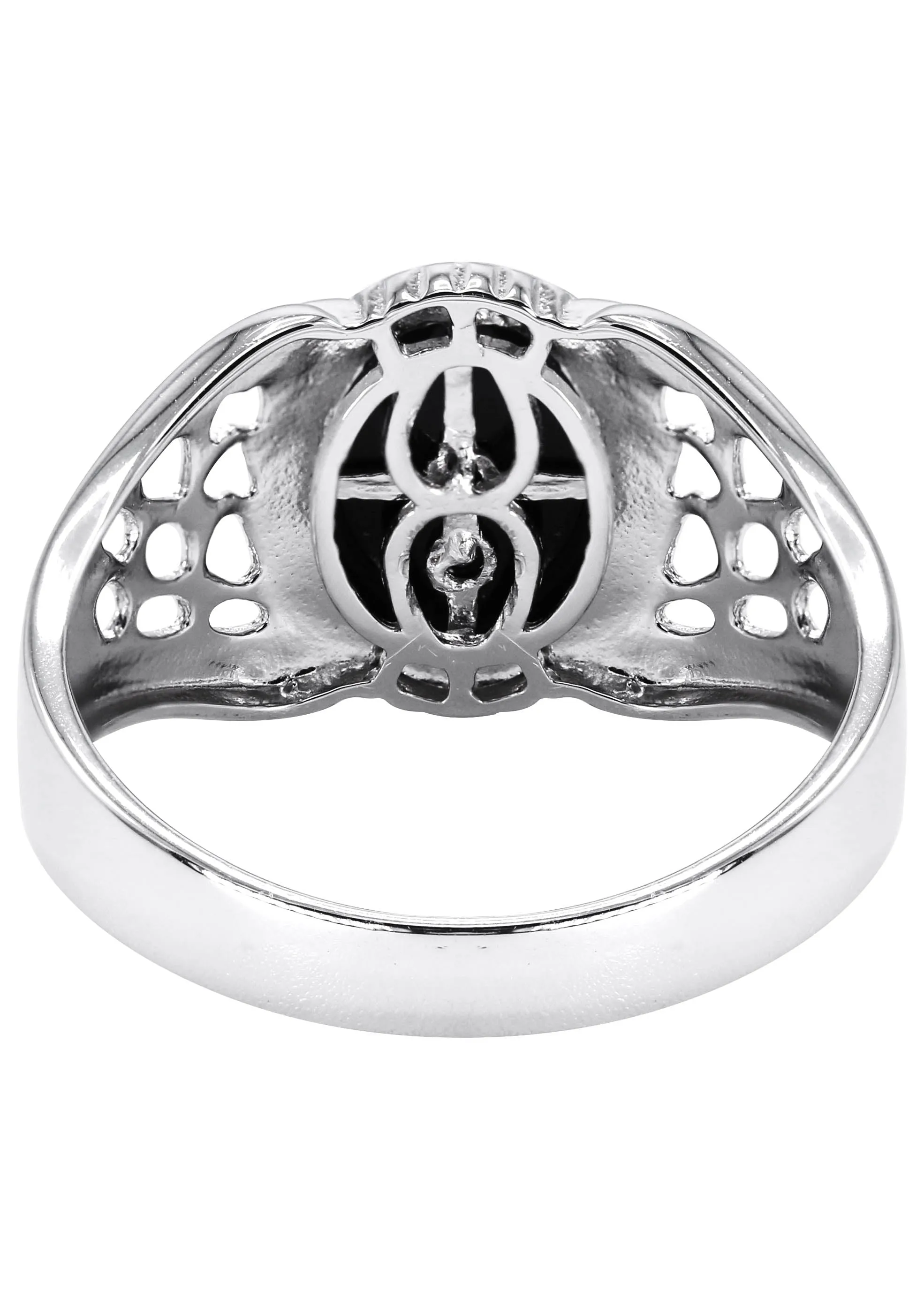 Mens Silver Onyx Liberty Signet Ring | Appx 4 Grams